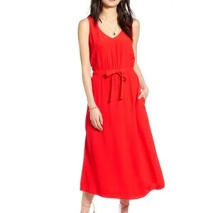 Treasure & Bond Vibrant Red Midi Dress